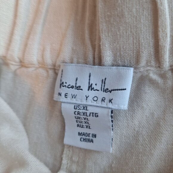 💙 Nicole Miller Pull On Linen Blend Lose Fit Pants Size XL/2X Fall Loungewear - Picture 5 of 8